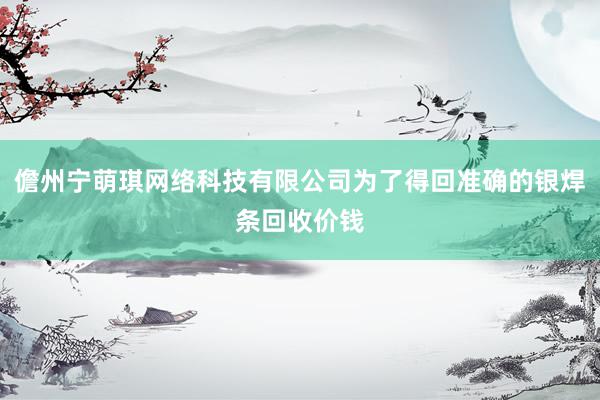 儋州宁萌琪网络科技有限公司为了得回准确的银焊条回收价钱